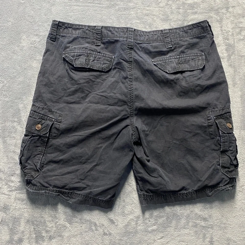 Arizona Jean Co Shorts Mens 38 Black Cargo Ripstop Cotton Utility Outdoor Baggy